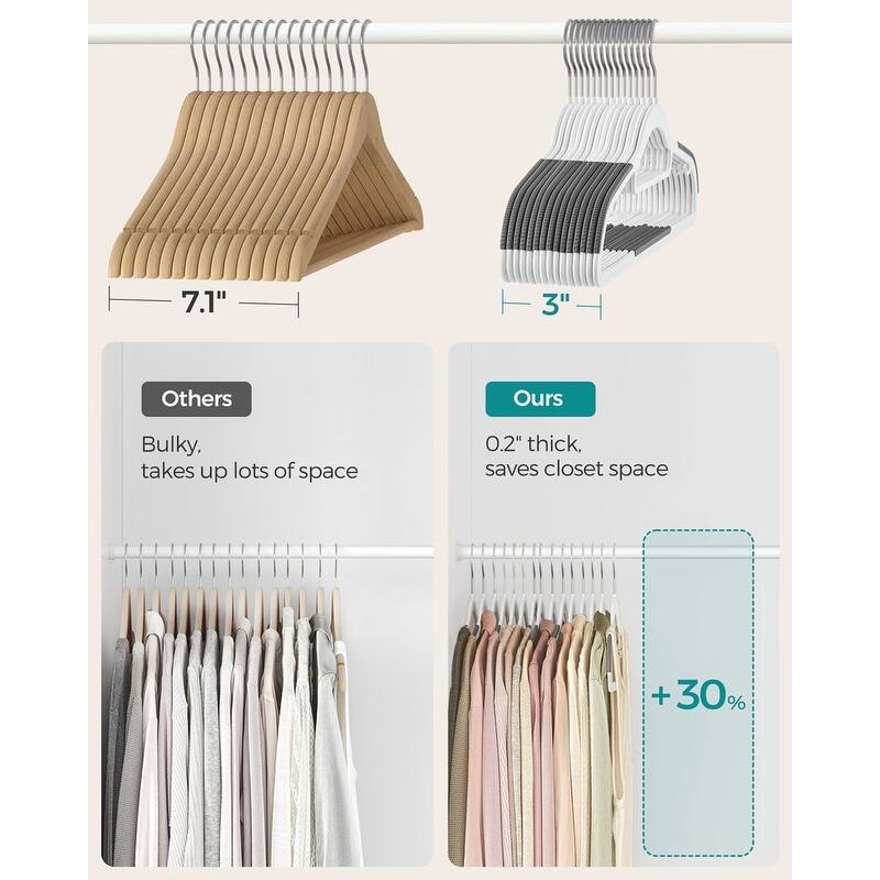 Multi-Purpose Clothes Hangers with Anti-Slip Rubber Grips Space-Saving Frame and Hook Rotation