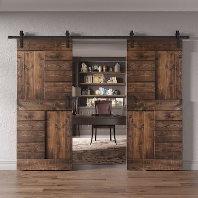 Coast Sequoia 48in/60in/72in/84in x 84in S Series Pine Wood Double Sliding Barn Door With Hardware Kit