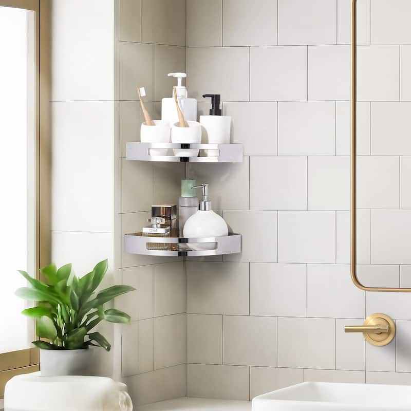 WOWOW Two Piece Stainless Steel Modern Wall Mounted Storage Basket - N/A