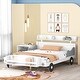 preview thumbnail 1 of 7, White Pine Wood Car Platform Bed, Storage Shelves, Safety Rails, Unique Design Full - White