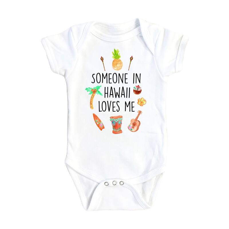 Hawaii Someone - Baby Boy Girl Clothes Infant Bodysuit Funny Cute Newborn - Natural - Newborn
