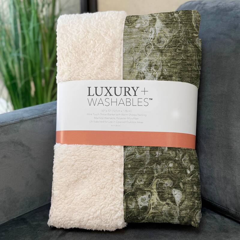Premium Machine Washable Abstract Flow Sherpa Throw Blanket