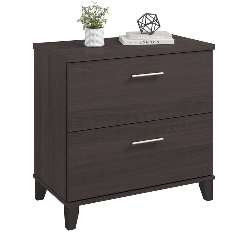 Bush Furniture Somerset 2 Drawer Lateral File Cabinet with Storage - Storm Gray
