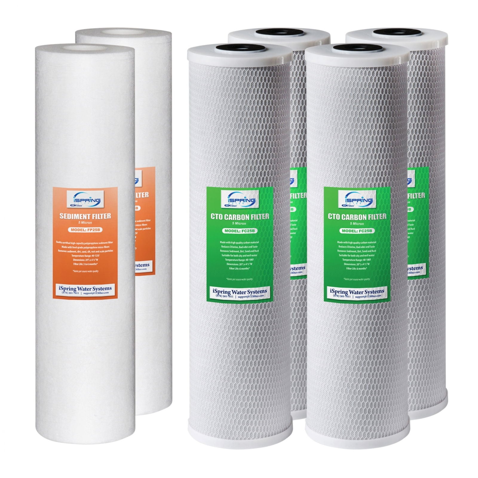iSpring F6WGB32B Whole House Sediment & Carbon Filter Set