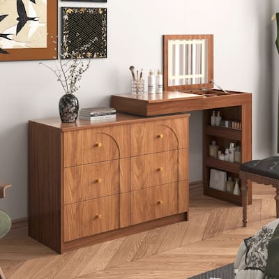 Versatile Vanity Desk with Mirror and Abundant Storage for Bedroom