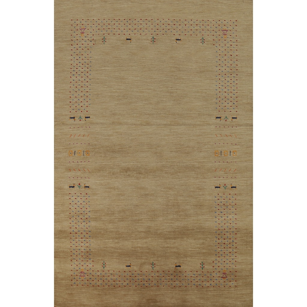 Hand Knotted Oriental 100% Wool Carpet Tribal Tribal Brown Gabbeh Area Rug - 7' 8'' X 4' 11''