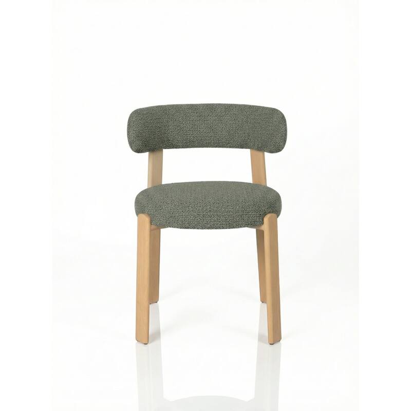 Upholstered Curved Back Wood-look Metal Frame 2pc Dining Chairs - N/A