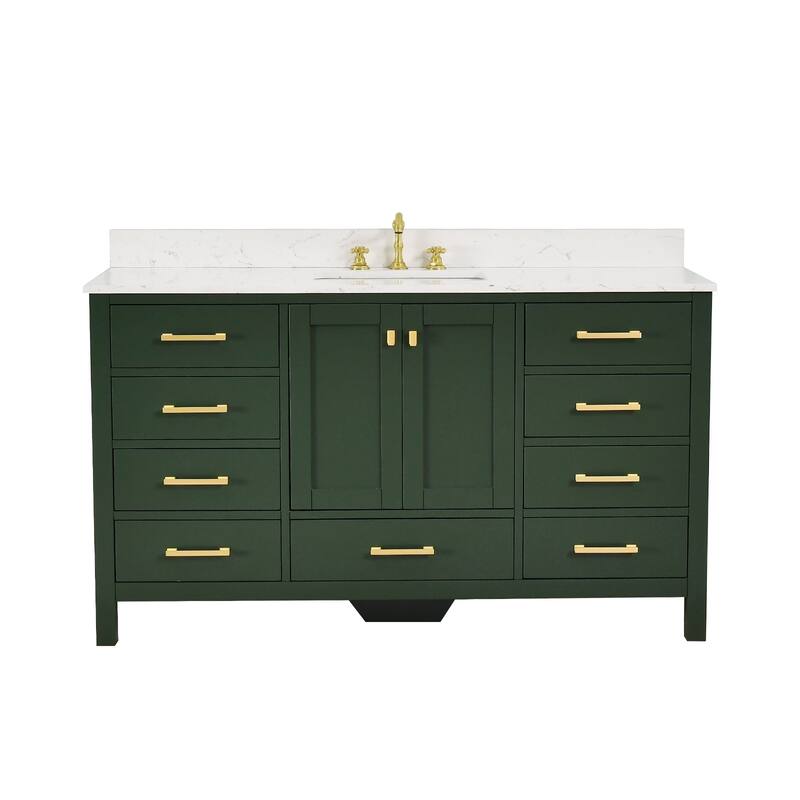 PROOX 60 in. W x 22in.D Freestanding Bath Vanity Engineered Top Single Rectangular Sink - 60 - Green