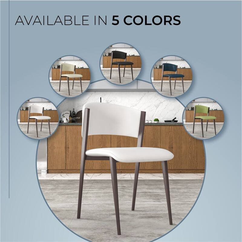 Leather Dining Chairs with Iron Legs and Open-Back Design Aspen Series Set of 2