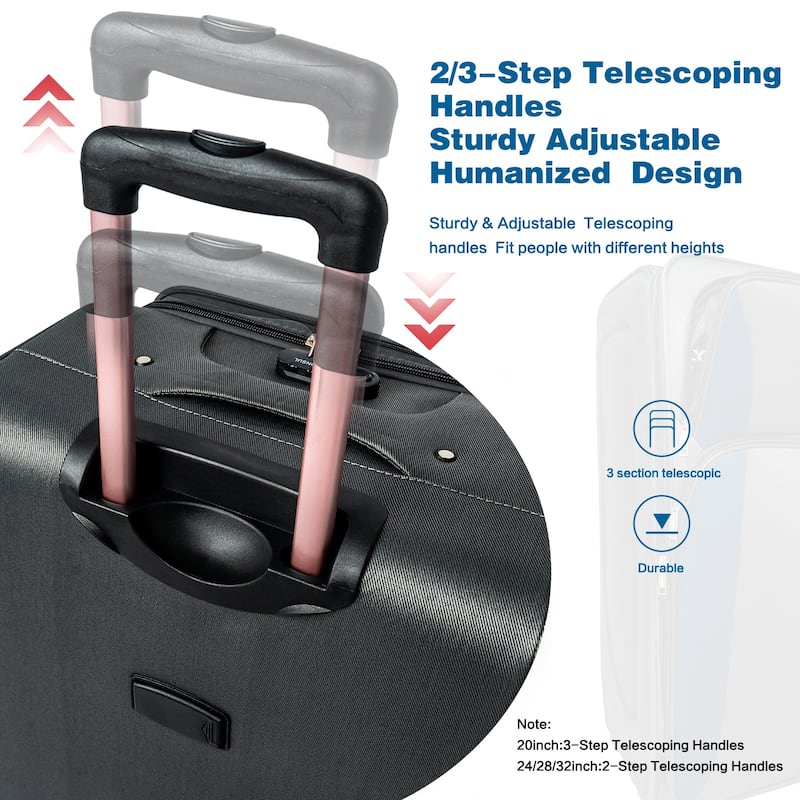 SoftshellLuggage Expandable 4 Piece Set Suitcase Softside Lightweight Luggage Travel Set