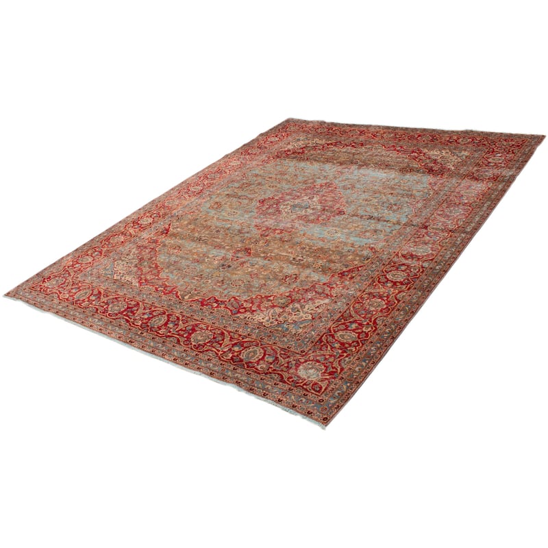 ECARPETGALLERY Hand-knotted Color Transition Blue, Red Wool Rug - 9'7 x 12'7