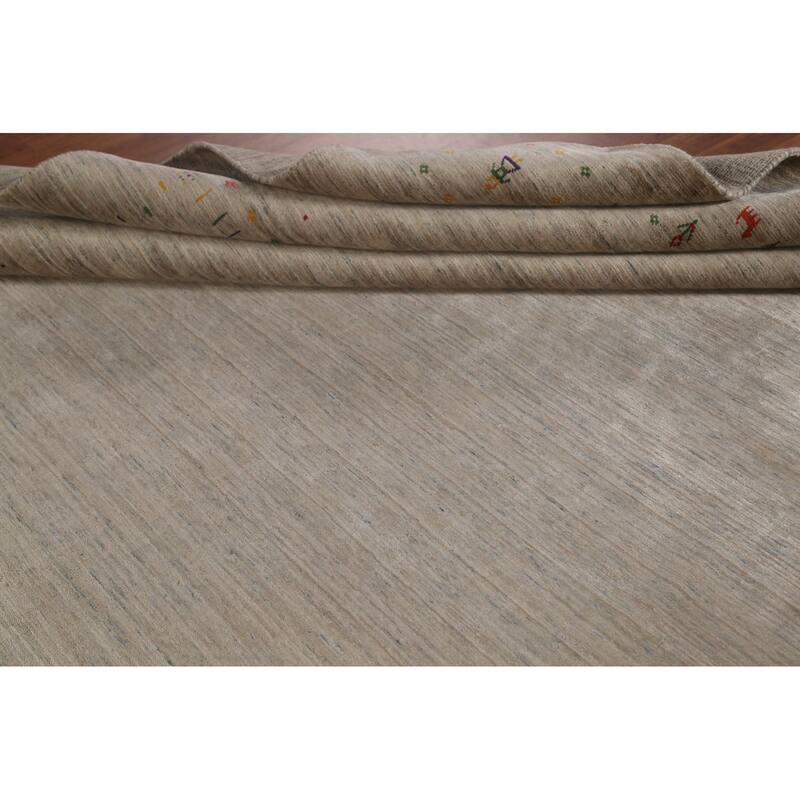 Beige Gabbeh Indian Area Rug Handmade Wool Carpet - 8'3"x 9'8"