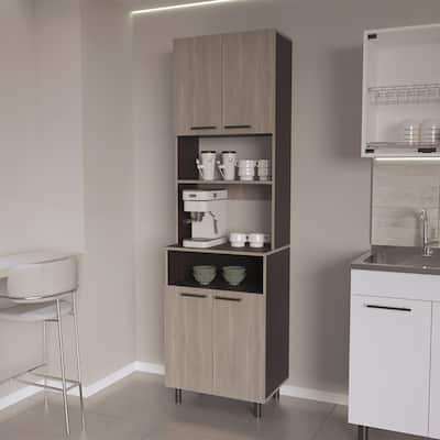 Kitchen Pantry with Open Storage and 4 Doors