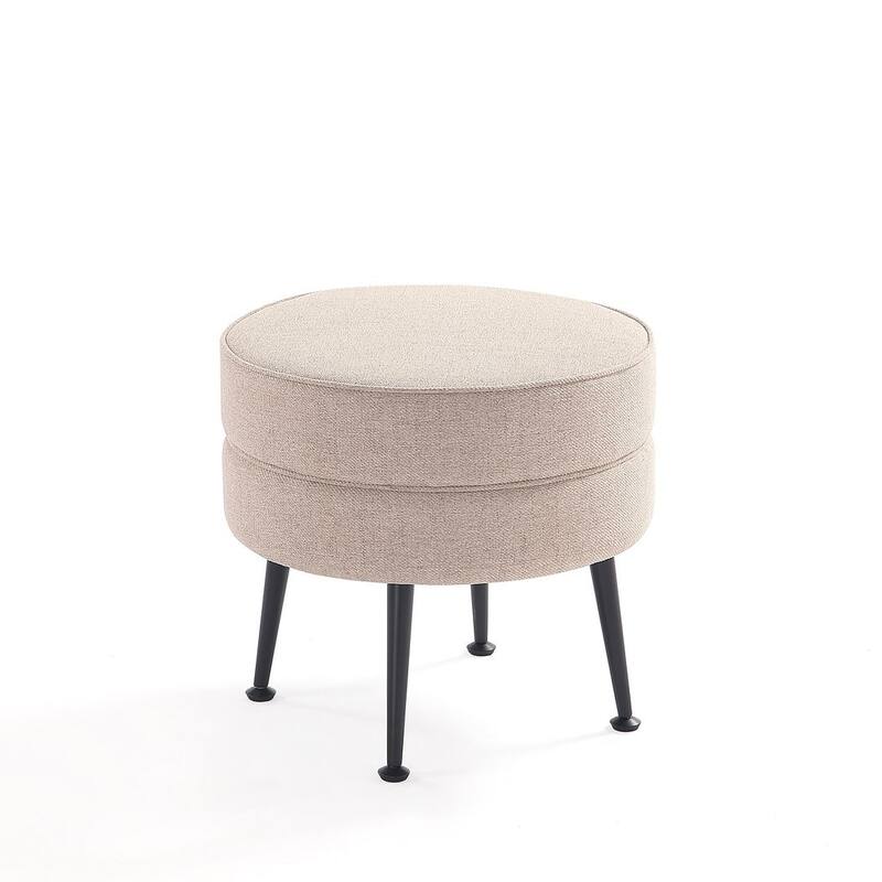 Manhattan Comfort Bailey Mid Century Modern Woven Upholstered Round Ottoman