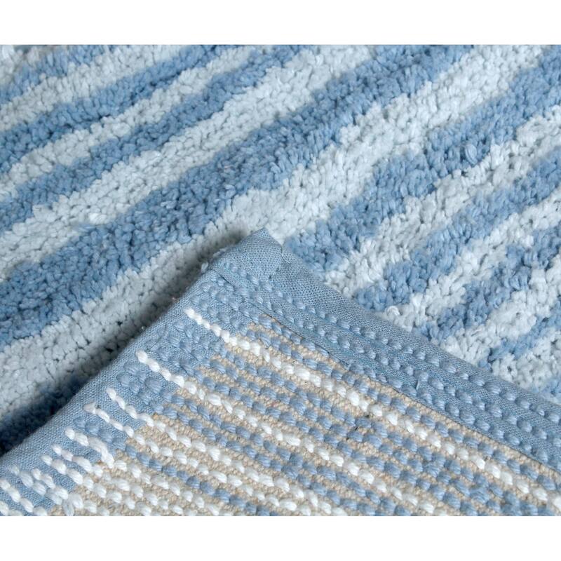 Gradiation Rug Collection 100% Cotton Non-Slip Bathroom Rug Set, Machine Washable Bath Rug, 5 Piece Bath Mat Set with Contour