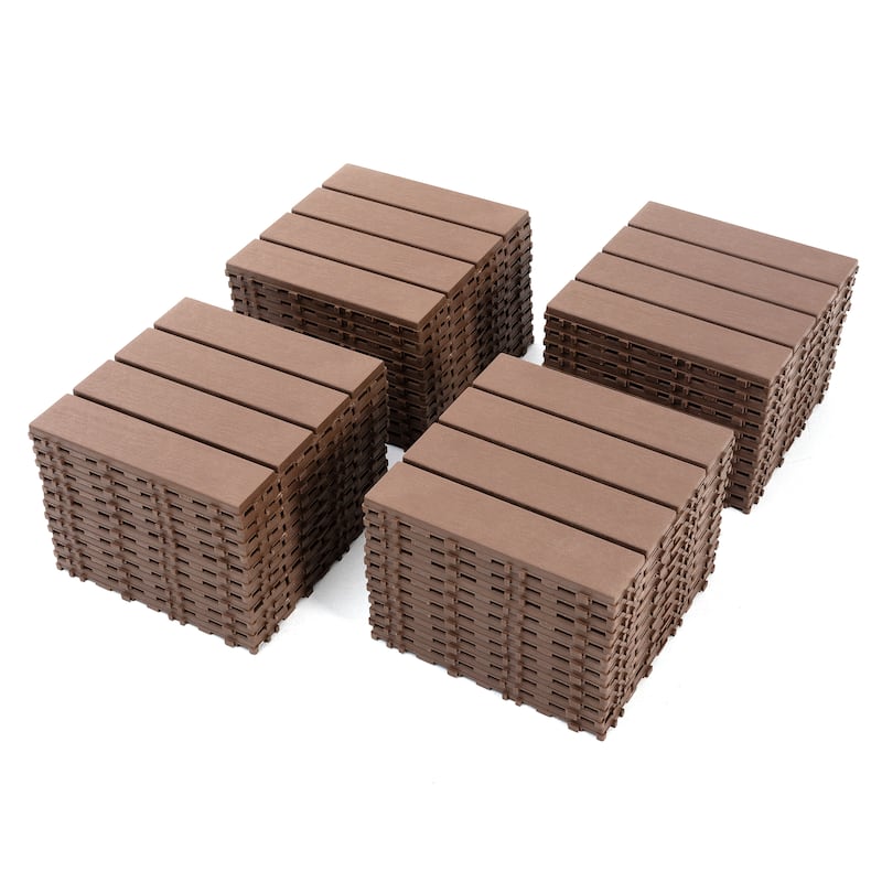 Plastic Interlocking Deck Tiles Patio Decking Tiles for Poolside Balcony Backyard （44 Pack）