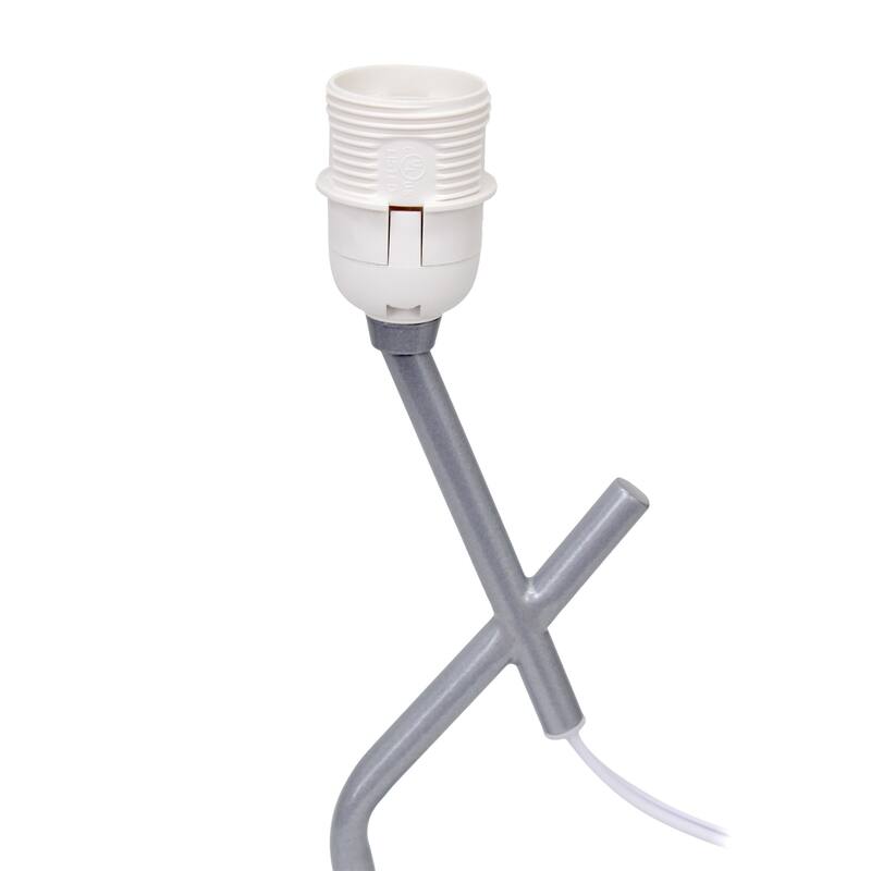 Abstract Table Lamp with White Drum Shade - 17" - Silver