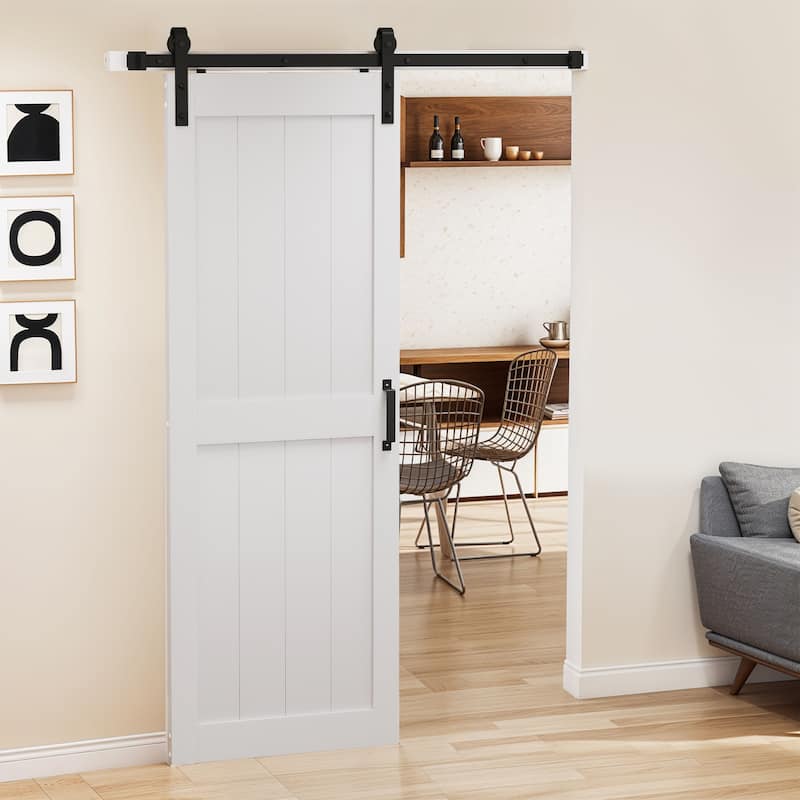 30''/36''/48'' x 84'' Manufactured Wood PVC Paneled Barn Door with Installation