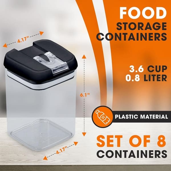 dimension image slide 0 of 3, Cheer Collection Set of 8 Uniform Size Airtight Food Storage Containers