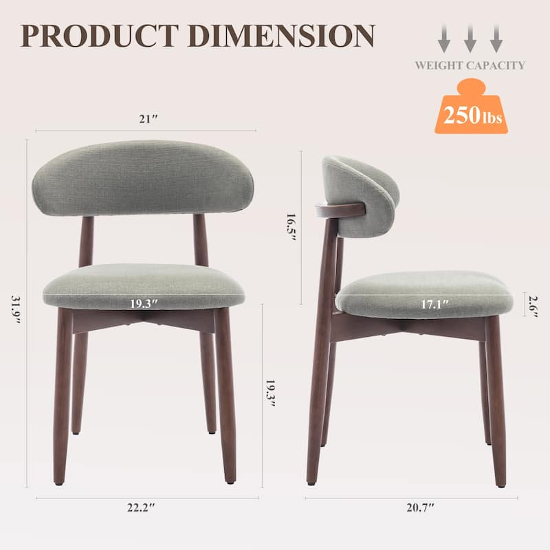 Modern Farmhouse Wooden Dining Chairs (Set of 2/4/6) – Upholstered Fabric Side Chairs with Floor Protectors