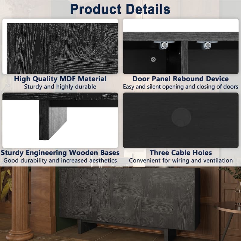 Clihome 63'' Storage TV Stand Cabinet with 3 Doors