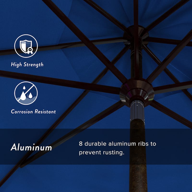 California Umbrella 11' Rd Golden State Series Patio Umbrella Bronze Aluminum Frame Crank Lift Collar Tilt Olefin Royal Blue