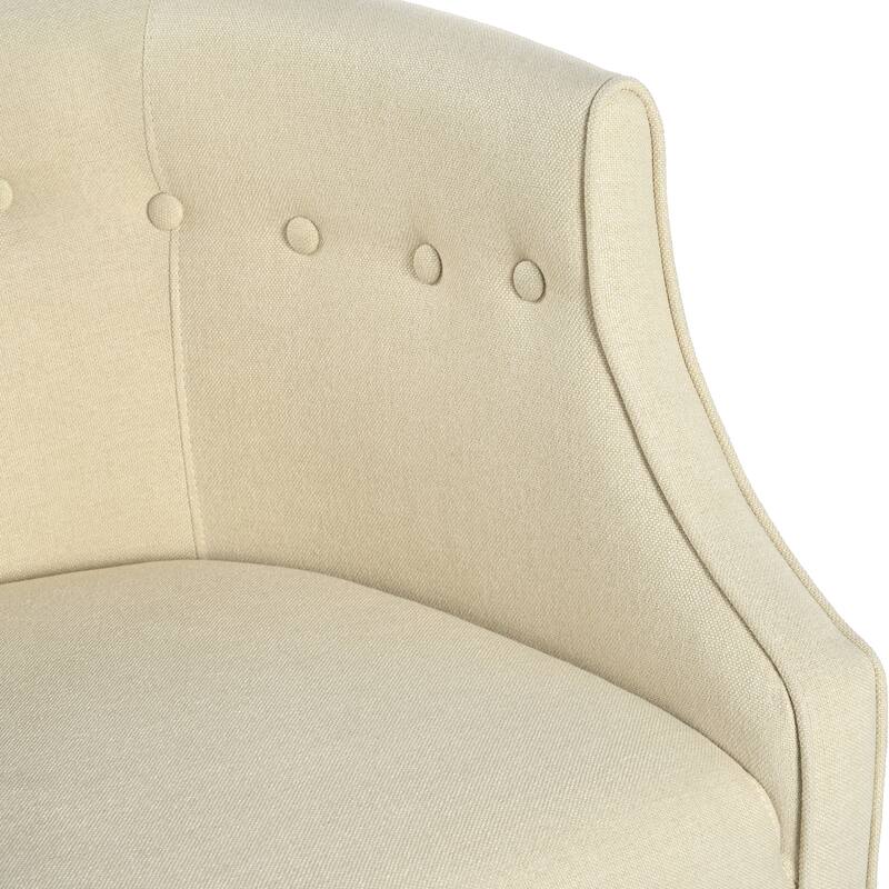 Fabric Modern Club Chair with Button-Tufted Back and Birch Wood Legs