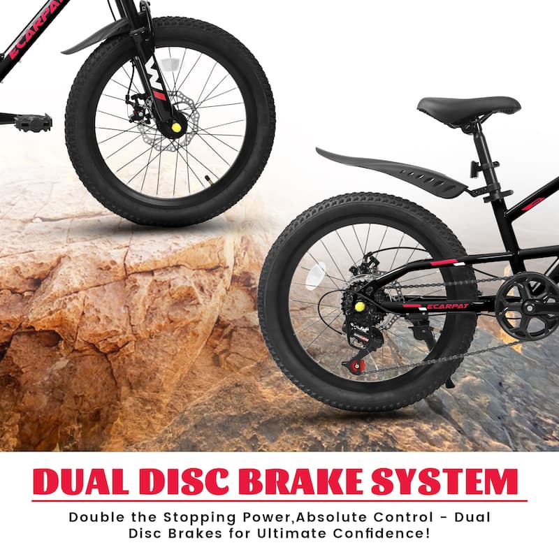 20 Inch Kids Mountain Bike with Front Suspension, 7-Speed, Steel Frame, Boys & Girls Ages 6-12
