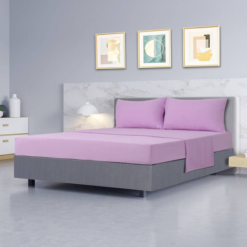Solid 4 Piece Bed Sheet Set 110gsm Polyester Microfiber