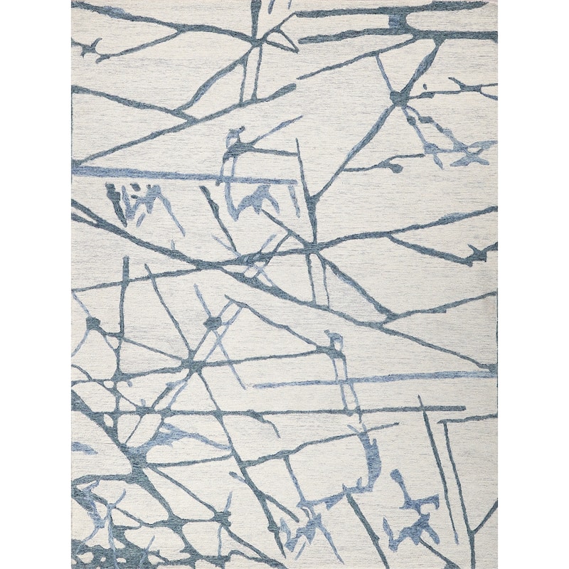 EXQUISITE RUGS Mystic Hand-tufted New Zealand Wool Navy Area Rug.