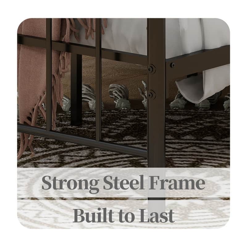 Caxkun Canopy Bed Frame Four-Poster Metal Platform Bed