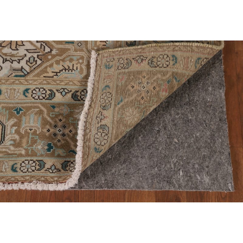 Geometric Tabriz Persian Vintage Rug Hand-Knotted Wool Carpet - 6'9"x 9'8"