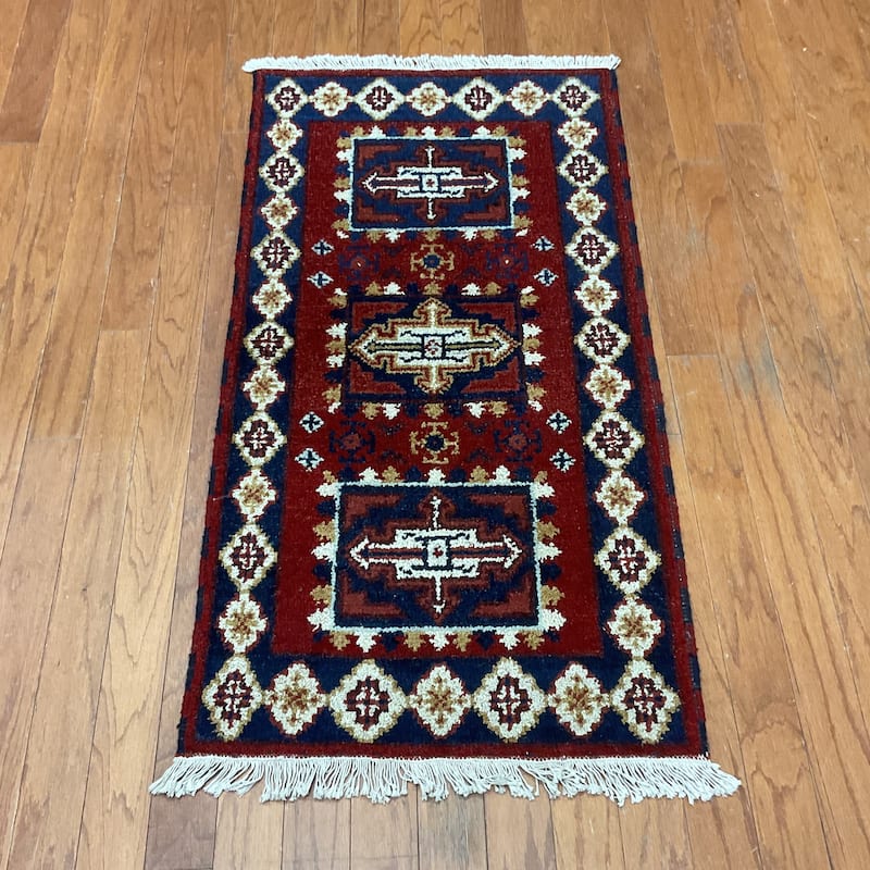HERAT ORIENTAL Handmade Kazak Wool Rug - 2'2" x 4'