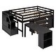 preview thumbnail 9 of 7, Espresso Solid Wood Loft Bed with Retractable Desk, Storage Stairs, Storage Drawers, and Shelves