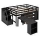 preview thumbnail 18 of 25, Full Size Loft Bed with Retractable Writing Desk and 3 Drawers, Wooden Bed with Storage Stairs and Shelves