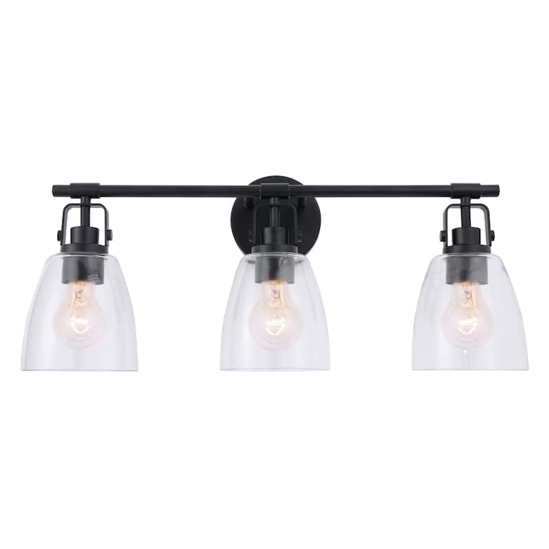 Brilliance Modern Farmhouse 3-Light Black Vanity Light - 24"L x 7"W x 10.5"H