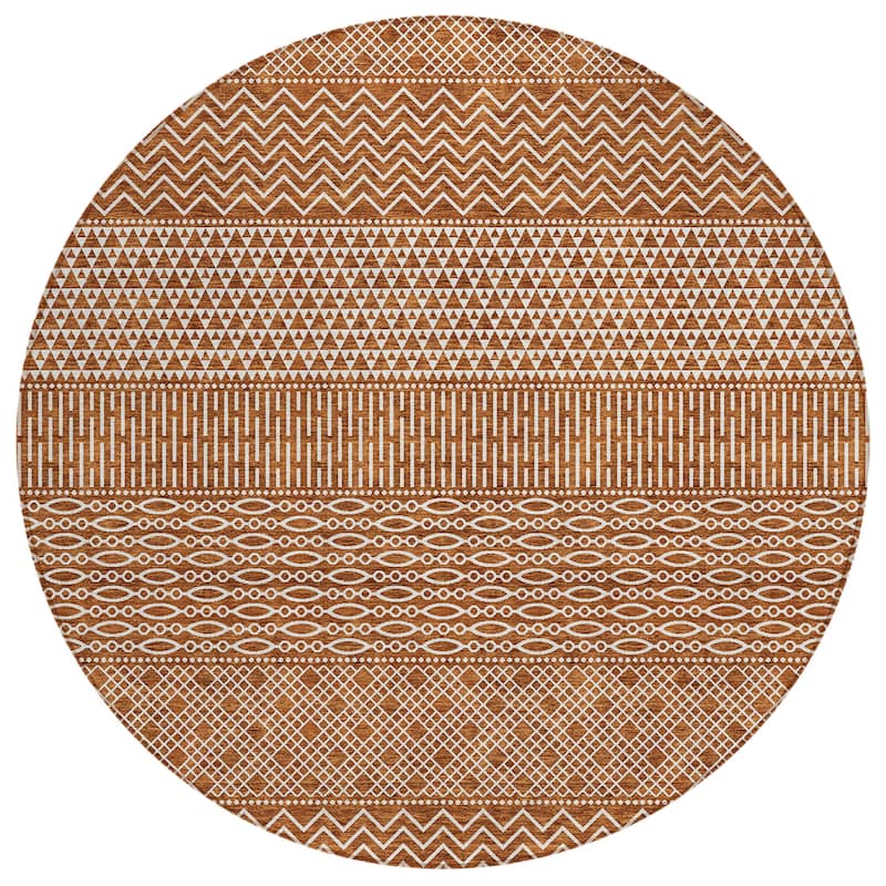 Machine Washable Indoor/ Outdoor Modern Stripes Chantille Rug