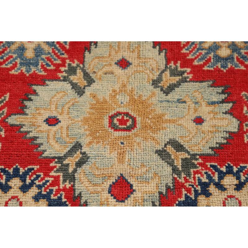 Kazak Accent Rug Handmade Traditional Red Wool Carpet - 3'2" x 4'11"
