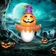 preview thumbnail 8 of 8, 3.4ft Halloween Inflatables Window Sticker Ghost with Orange Face, Halloween Decorations LED Yard Display