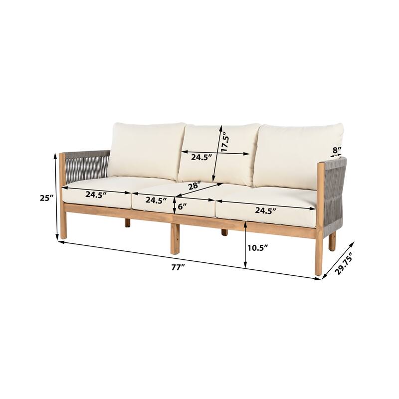 Christopher Knight Home - Everly 5-Piece Acacia Wood & Woven Rope Outdoor Furniture Set