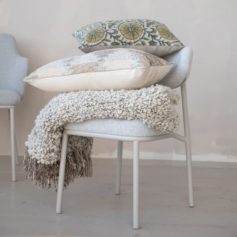 Mélange Fabric Upholstered Dining Chair with Metal Powder Coated Legs