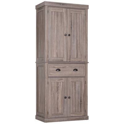 Freestanding Kitchen Pantry Cabinet with 2 Door Cupboards, 2 Drawers