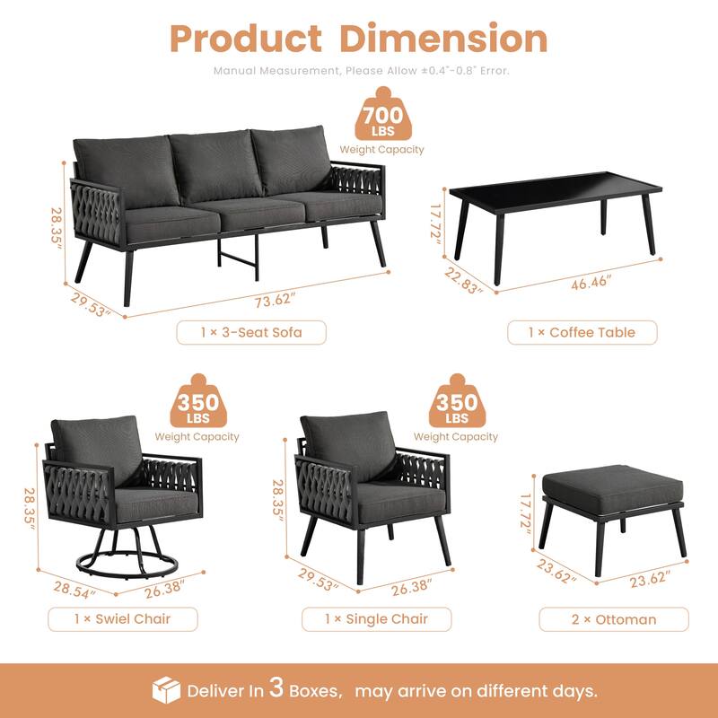 XIZZI 6-Piece Outdoor Patio Furniture Conversation Set