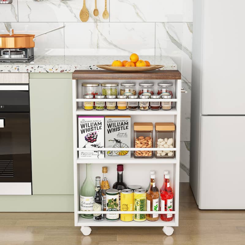 Slim Storage Cart, Rolling Narrow Kitchen Cart on Wheels - N/A