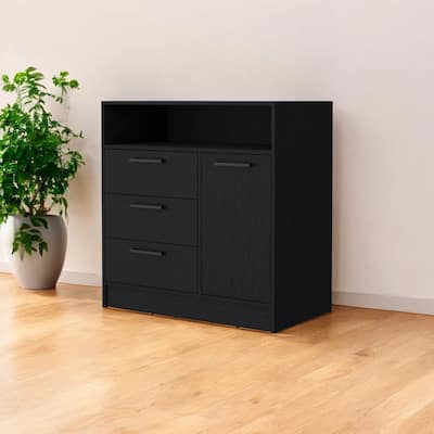HomeRoots 35" Black Three Drawer Dresser