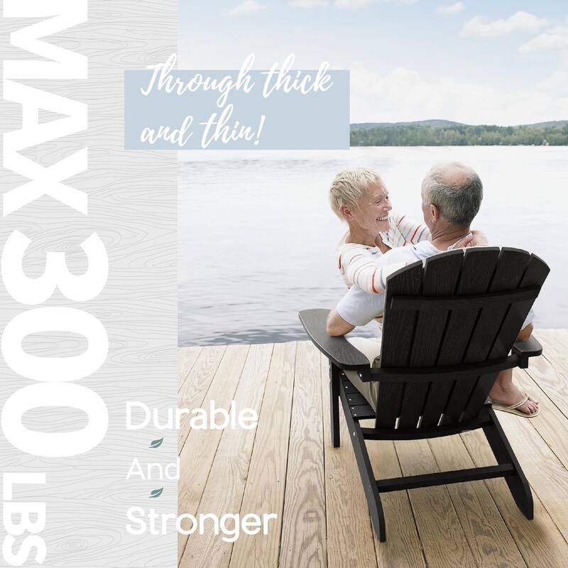 WINSOON All Weather HIPS Outdoor Plastic Adirondack Chairs Set of 2