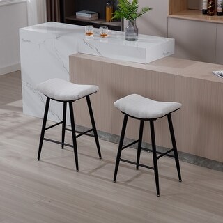 Bar Stools Set of 2 Armless Counter Low Bar Stools Without Back Linen ...