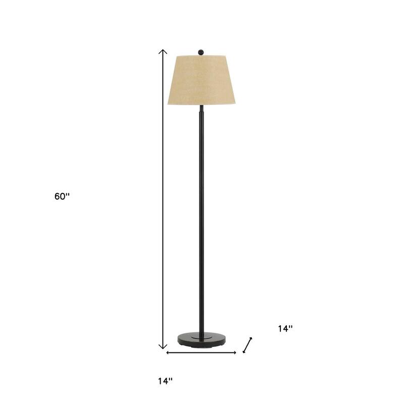 60 Inch Metal Floor Lamp with Tan Square Shade for Home Lighting - 14" x 14" x 60"