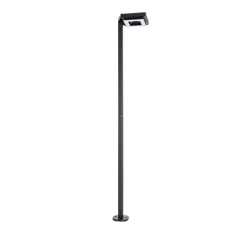 Contemporary Square Black Aluminum Solar Lamp Post Light with 3-Colors