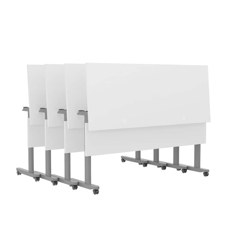 Commercial Nesting Flip Training Table with Steel Frame and T-Legs - 23.5"W x 60"D x 30"H